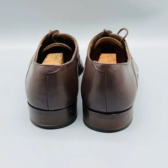Elegant Dark Brown Cap Toe Oxfords - Picture 6 of 11